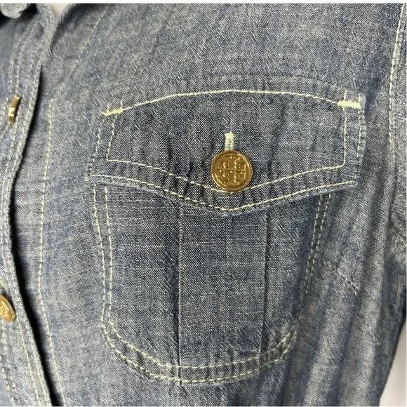 Tory Burch Blue Denim Belted Brigette Demi Shirt Dress Size 0 - Picture 4 of 8